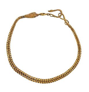 Antique Victorian 18k Gold Snake Chain Necklace 