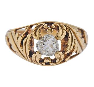 Antique 18K Gold Old Mine Diamond Ring
