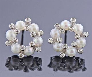 Iridesse 18K Gold Diamond Pearl Earrings