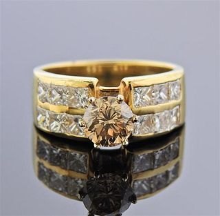 14K Gold Fancy White Diamond Engagement Ring