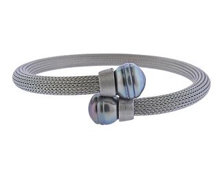 Iridesse Stainless Steel Baroque Pearl Cuff Bracelet