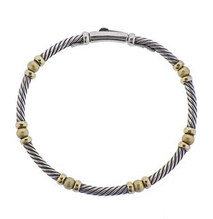 David Yurman Silver 14K Gold Cable Bracelet