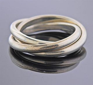 Tiffany &amp; Co Silver Rolling Interlocking Band Ring