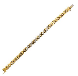Italian 18K Gold Diamond X Line Bracelet