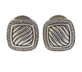 David Yurman Albion Diamond Sterling Silver Earrings 