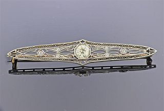 Art Deco Platinum 0.91ct Old European Diamond Brooch Pin 