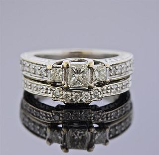14k Gold Diamond Engagement Wedding Bridal Ring Set