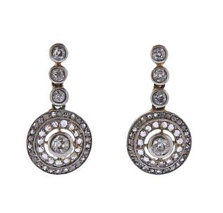18K Gold Platinum Diamond Earrings