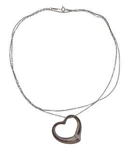Tiffany &amp; Co Peretti Silver Open Heart Pendant Necklace