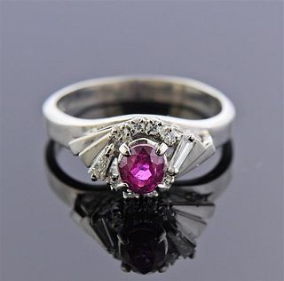 Platinum Ruby Diamond Cocktail Ring