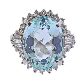 9.82ct Aquamarine Diamond Platinum Ring 