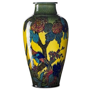 E.T. HURLEY;  ROOKWOOD Large Jewel Porcelain vase