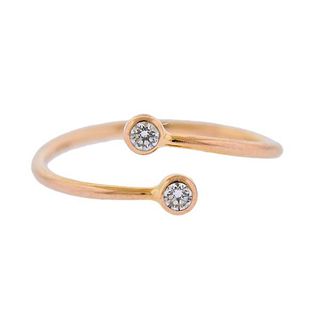 Tiffany &amp; Co Elsa Peretti 18K Gold Diamond Bypass Ring