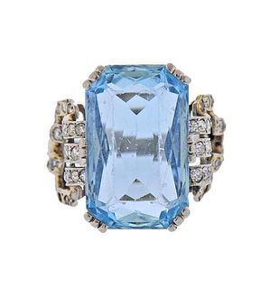 Platinum 10.24ct Aquamarine Diamond Ring