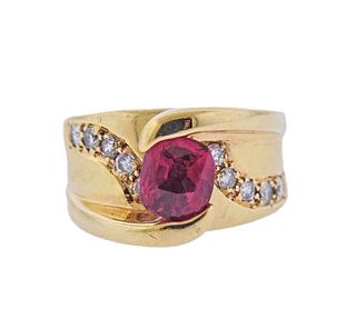 14K Gold Diamond Ruby Ring