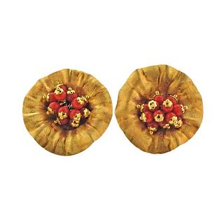 18K Gold Coral Floral Earrings