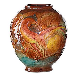 W. GREGORY;  COWAN Vase with squirrel