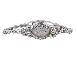 Hamilton 1950s 14k Gold Diamond Lady&#39;s Watch 