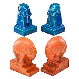 COWAN Two pairs of elephant bookends