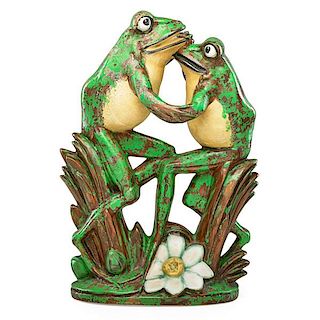 WELLER Rare Coppertone dancing frog sculpture