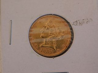 US 1880 $5 GOLD COIN 