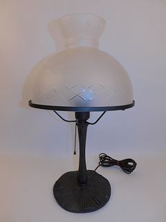 ANTIQUE ELECTRIC LAMP CUT SHADE