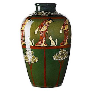 F. H. RHEAD;  WELLER Large Jap Birdimal vase