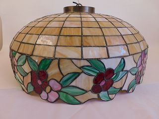 OLD LEADED GLASS HANGING LAMP 