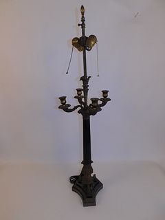 FRENCH BRONZE CANDELABRA LAMP