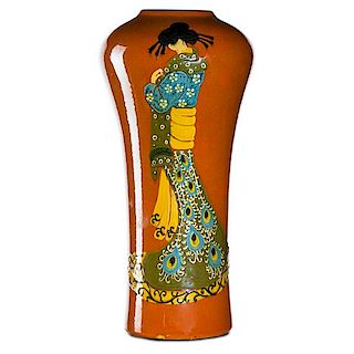 F.H. RHEAD;  WELLER Tall Jap Birdimal vase