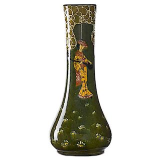 F.H. RHEAD;  WELLER Tall Jap Birdimal vase
