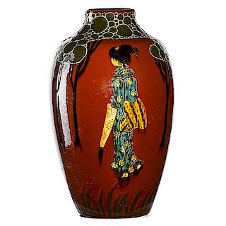 F.H. RHEAD;  WELLER Jap Birdimal vase
