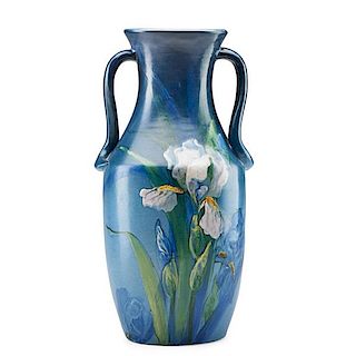 WELLER Two-handled Hudson vase with irises