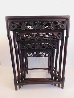4 ANTIQUE CHINESE NESTING TABLES 