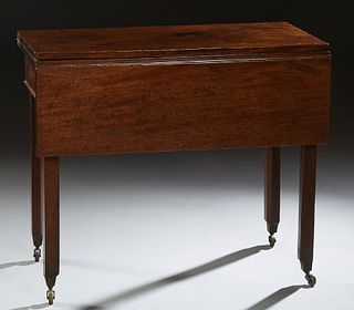 English Carved Walnut Drop Leaf Games Table, 19th c., the two drop leaves over a wide skirt, on tapered square legs, H.- 30 in., W.- 35 in., Closed D.