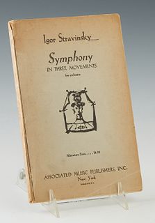 Igor Stravinsky (1882-1971) Musical Score for "Symphony in Three Movements," 1946, miniature score by Associated Music Publishers, signed by the Igor 