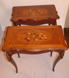 PAIR FRENCH INLAID GAME TABLES