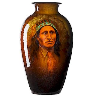 WELLER Louwelsa vase with Native American portrait