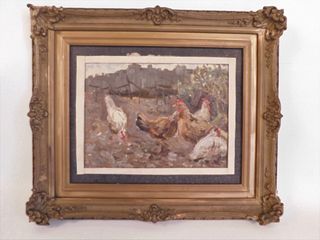 IMPRESSIONIST PAINTING OF CHICKENS