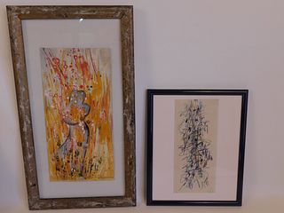 2 SIGNED ABSTRACT PAINTINGS 