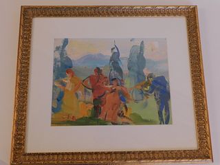 ABSTRACT PAINTING OF DANCERS SIGNED