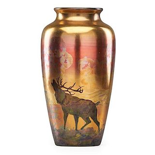WELLER Tall LaSa vase with elk