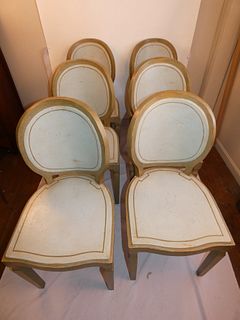 SET 6 PAINTED DINE CHAIRS W/ROSE 