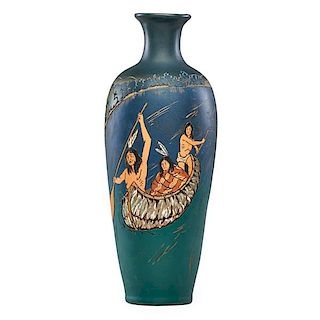 WELLER Dickensware II vase with Native Americans