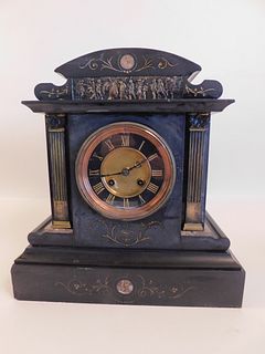  ANTIQUE FRENCH SLATE CLOCK 
