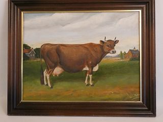 W.A. MAYHEW FOLK ART COW PAINTING
