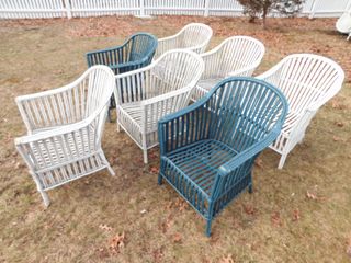 7 OLD RATTAN CHAIRS 