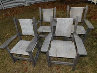 4 WOOD OUTDOOR CHAIRS