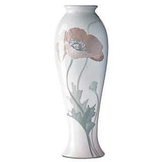 OWENS Tall Lotus vase with poppy