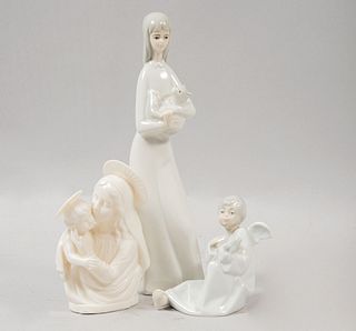 Lote de 3 figuras decorativas. España y Japón. Siglo XX. Elaborados en porcelana y cerámica. Uno marca Ardco.